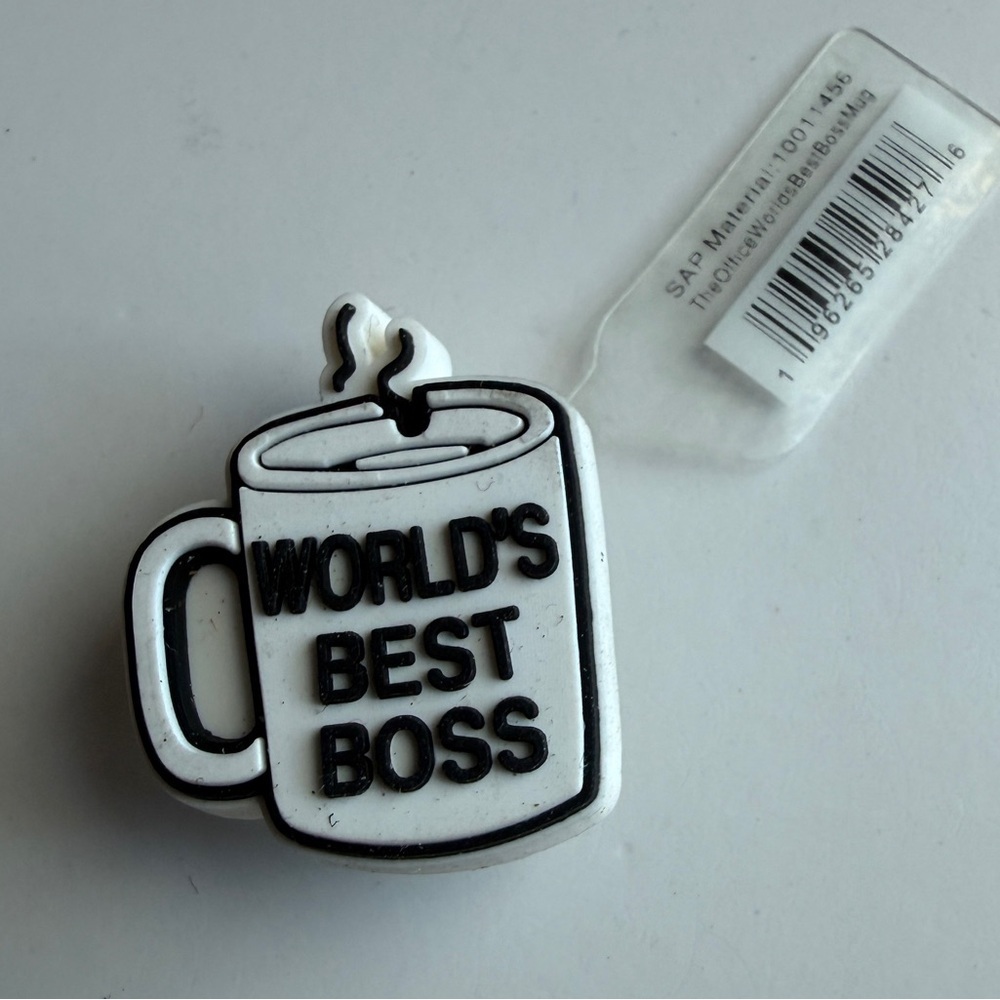 The Office Crocs Jibbitz World's Best Boss Mug Charm White Black